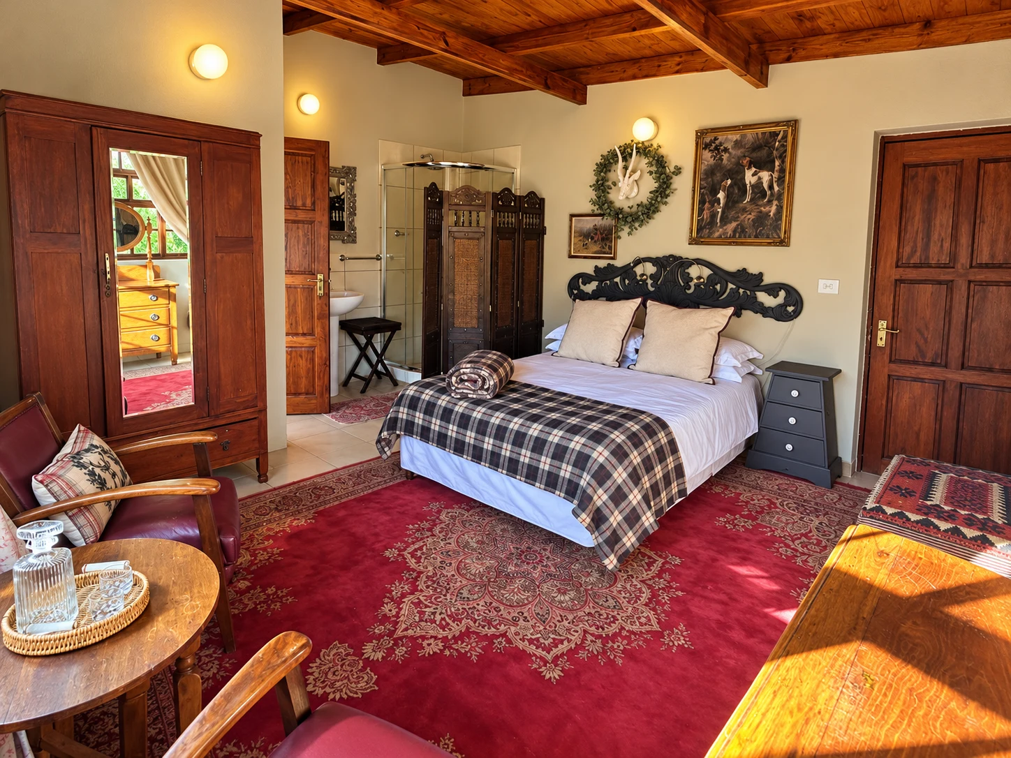 Heritage room with artwork and a persian carpet